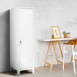 IDMARKET Armoire vestiaire ESTER 1 porte métal blanc design industriel