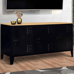 ID MARKET buffet  3 portes 113 cm Moderne bois et noir