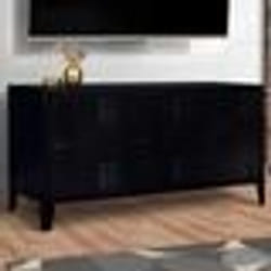 IDMARKET Buffet bas 113 cm ESTER 3 portes métal noir design industriel