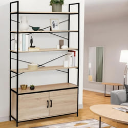 IDMARKET Etagère XL 5 niveaux avec placard DETROIT design industriel 170 CM