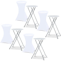 Idmarket - Lot de 4 tables hautes pliantes 105 cm et 4 housses blanches