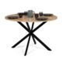 IDMARKET Table à manger ronde ALIX 6 personnes pied araignée bois et noir 110 cm