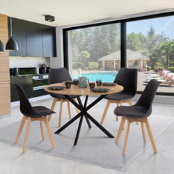 Table à manger ronde fixe - IDMARKET - ALIX - Bois et noir - 6 personnes - 110 cm