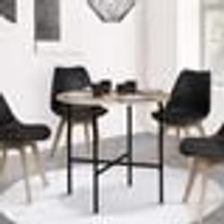 IDMARKET Table à manger ronde DETROIT 4 personnes design industriel 80 cm