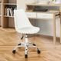 IDMARKET Chaise de bureau scandinave SARA blanche à roulettes