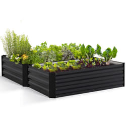 Lot de 2 carrés potager en métal châssis rectangulaire 80x115 cm gris anthracite