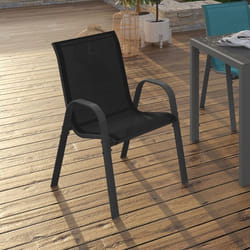 IDMARKET Lot de 6 chaises de jardin LYMA métal et textilène empilables gris noir et bleu