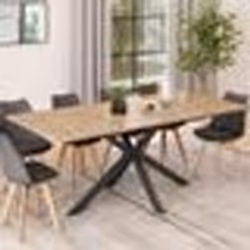 IDMARKET Table à manger extensible rectangle ALIX 6-10 personnes bois et noir 160-200 cm