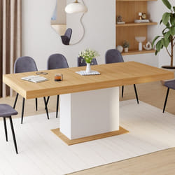 Table à manger rectangle extensible - IDMARKET - EDEN - Bois et blanc - 6-10 personnes - 160-200 cm