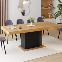 Table à manger rectangle extensible - IDMARKET - EDEN - Bois et noir - 6-10 personnes - 160-200 cm