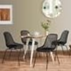 IDMARKET Lot de 4 chaises MAELYS noires pied métal pour salle à manger