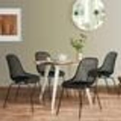 IDMARKET Lot de 4 chaises MAELYS noires pied métal pour salle à manger