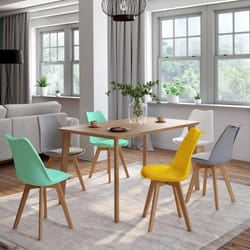 IDMARKET Lot de 6 chaises de salle à manger SARA scandinaves pastel jaune blanc gris clair x2 vert mentholé x2