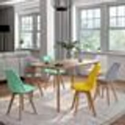 IDMARKET Lot de 6 chaises scandinaves SARA mix color pastel jaune blanc gris clair x2 vert mentholé x2
