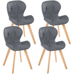 Idmarket - Lot de 4 chaises robine en tissu gris foncé pour salle à manger