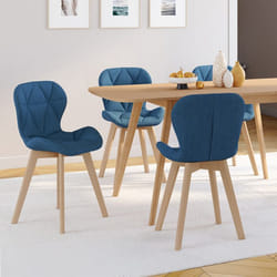 IDMARKET Lot de 4 chaises de salle à manger ROBINE en tissu bleu