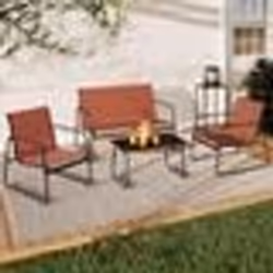 IDMARKET Salon de jardin bas MALAGA 4 places avec canapé fauteuils et table terracotta