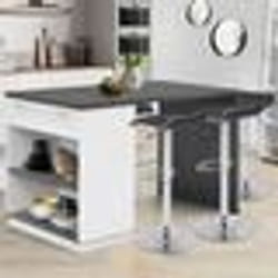 IDMARKET Ilot central mange-debout 4 personnes VITO 130 cm blanc et plateau gris