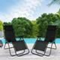 IDMARKET Lot de 2 fauteuils de jardin inclinables RELAX grand confort noir
