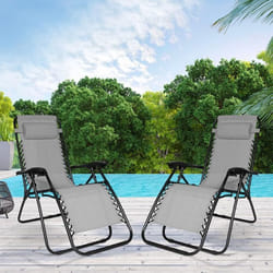 IDMARKET Lot de 2 fauteuils de jardin inclinables RELAX grand confort gris anthracite
