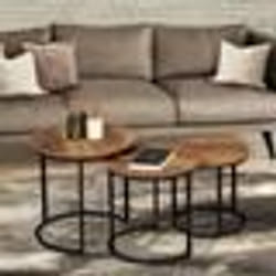 IDMARKET Lot de 3 tables basses gigognes HAWKINS rondes 30/40/45 bois foncé design industriel