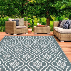 IDMARKET Tapis extérieur TUNIS gris et blanc 180 x 280 CM