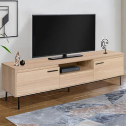 ID MARKET meuble tv SEATTLE 2 portes 180 cm bois clair à poser avec rangement