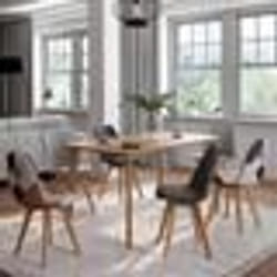 IDMARKET Lot de 6 chaises scandinaves SARA gris foncé x2 gris clair x2 et patchworks marron x2