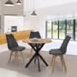 IDMARKET Table à manger ronde ALIX 4 personnes pied araignée bois et noir 80 cm