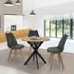 IDMARKET Table à manger ronde ALIX 4 personnes pied araignée bois et noir 80 cm