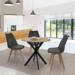 Table à manger ronde fixe - IDMARKET - ALIX - Bois et noir - 4 personnes - 80 cm