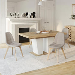 IDMARKET Lot de 4 chaises scandinaves GABY beige en tissu pour salle à manger