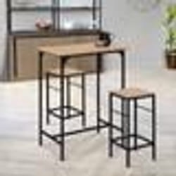 IDMARKET Ensemble table haute de bar DETROIT 80 cm et 2 tabourets design industriel