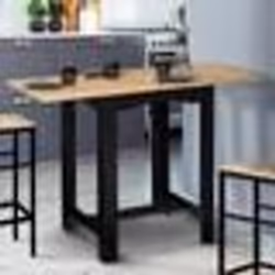 IDMARKET Table haute de bar extensible DONA 2 à 4 personnes noire plateau façon hêtre 60-120 cm