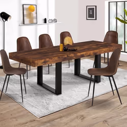 IDMARKET Table à manger rectangle PHOENIX 8 personnes bois effet vieilli et noir 200 cm