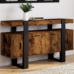 ID MARKET buffet PHOENIX 4 portes 140 cm Loft noir effet vieilli