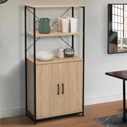 IDMARKET Buffet haut 2 portes H. 125 cm DETROIT avec étagères design industriel
