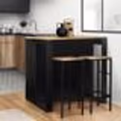 IDMARKET Table de bar îlot JUNO bois noir et plateau façon hêtre