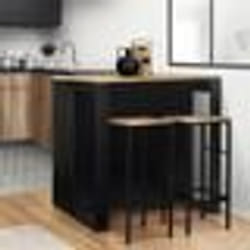 IDMARKET Table de bar îlot JUNO bois noir et plateau façon hêtre