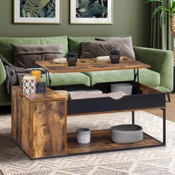 IDMARKET Table basse plateau relevable rectangulaire CHICAGO avec coffre design industriel