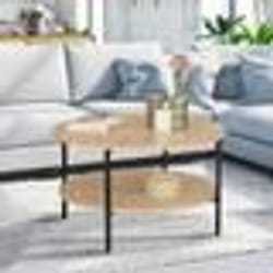 IDMARKET Table basse double plateau rond DETROIT 70 cm design industriel