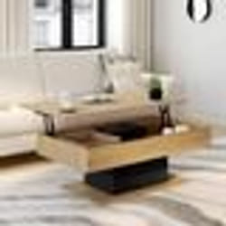 IDMARKET Table basse plateau relevable rectangulaire EDEN bois et noir