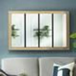 IDMARKET Miroir verrière atelier 4 bandes cadre bois design industriel 110x70 cm