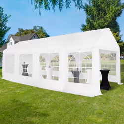 IDMARKET Tente de réception 4x8 M barnum PE 180gr/m² chapiteau blanc 40 personnes