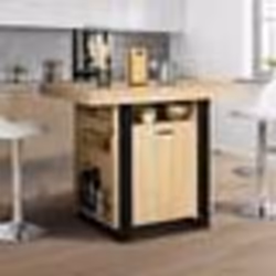 IDMARKET Ilot central PHOENIX 110 cm bois et noir avec rangements