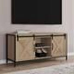 IDMARKET Meuble TV 113 cm 2 portes granges coulissantes QUEBEC design industriel