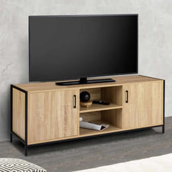ID MARKET meuble tv DETROIT 2 portes 140 cm bois clair à poser