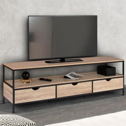 ID MARKET meuble tv DETROIT 3 tiroirs 160 cm bois clair à poser