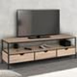 IDMARKET Meuble TV 160 cm DETROIT 3 tiroirs design industriel