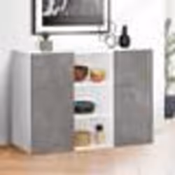IDMARKET Buffet 110 cm ELI blanc 2 portes effet béton